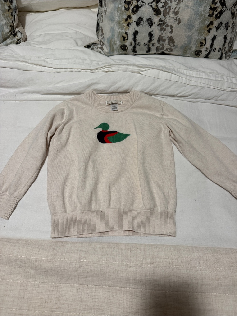 TBBC Beaufort bonnet company Cream Crewneck Sweater with Duck Motif 4T